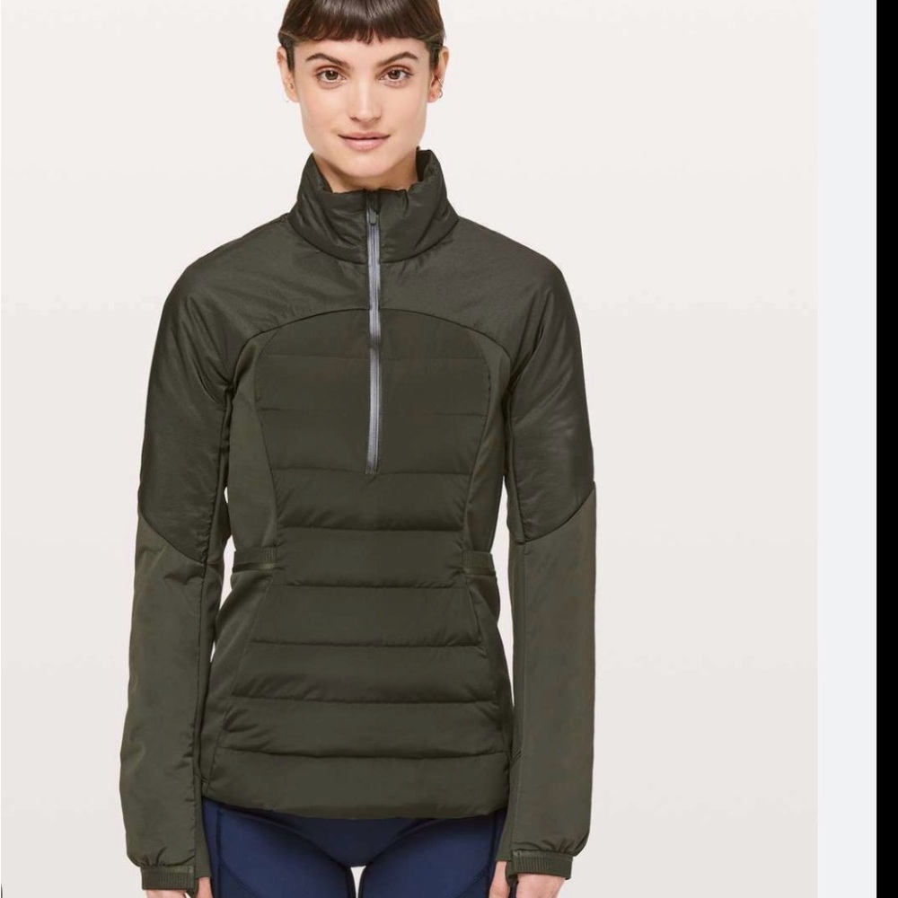 Lululemon Down For It All Dark Green Women's 1/2 zip pullover jacket size 2